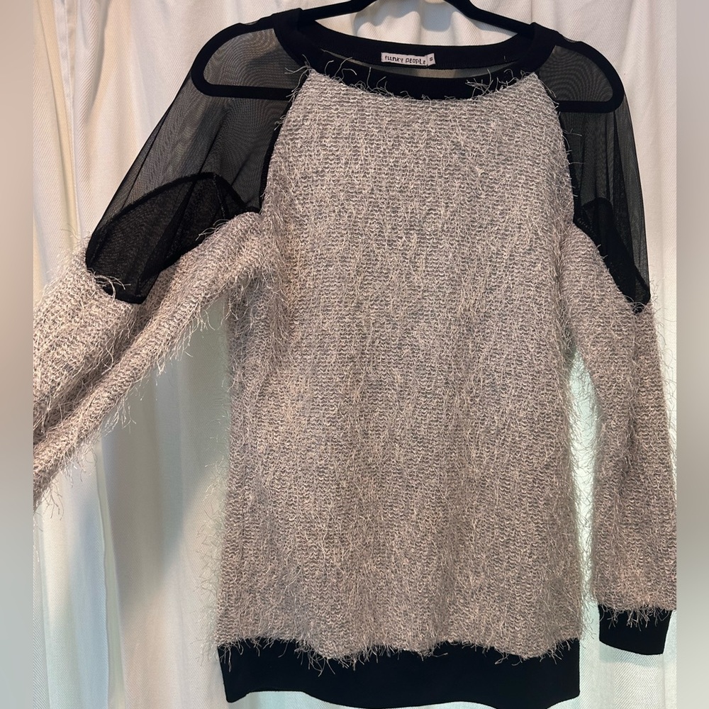 Funky People small fuzzy mesh sweater/blouse